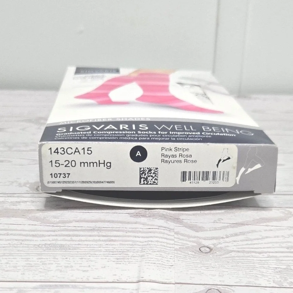 Sigvaris Well Being Microfiber Pink Stripe Compression Socks 15-20mmHg Size A